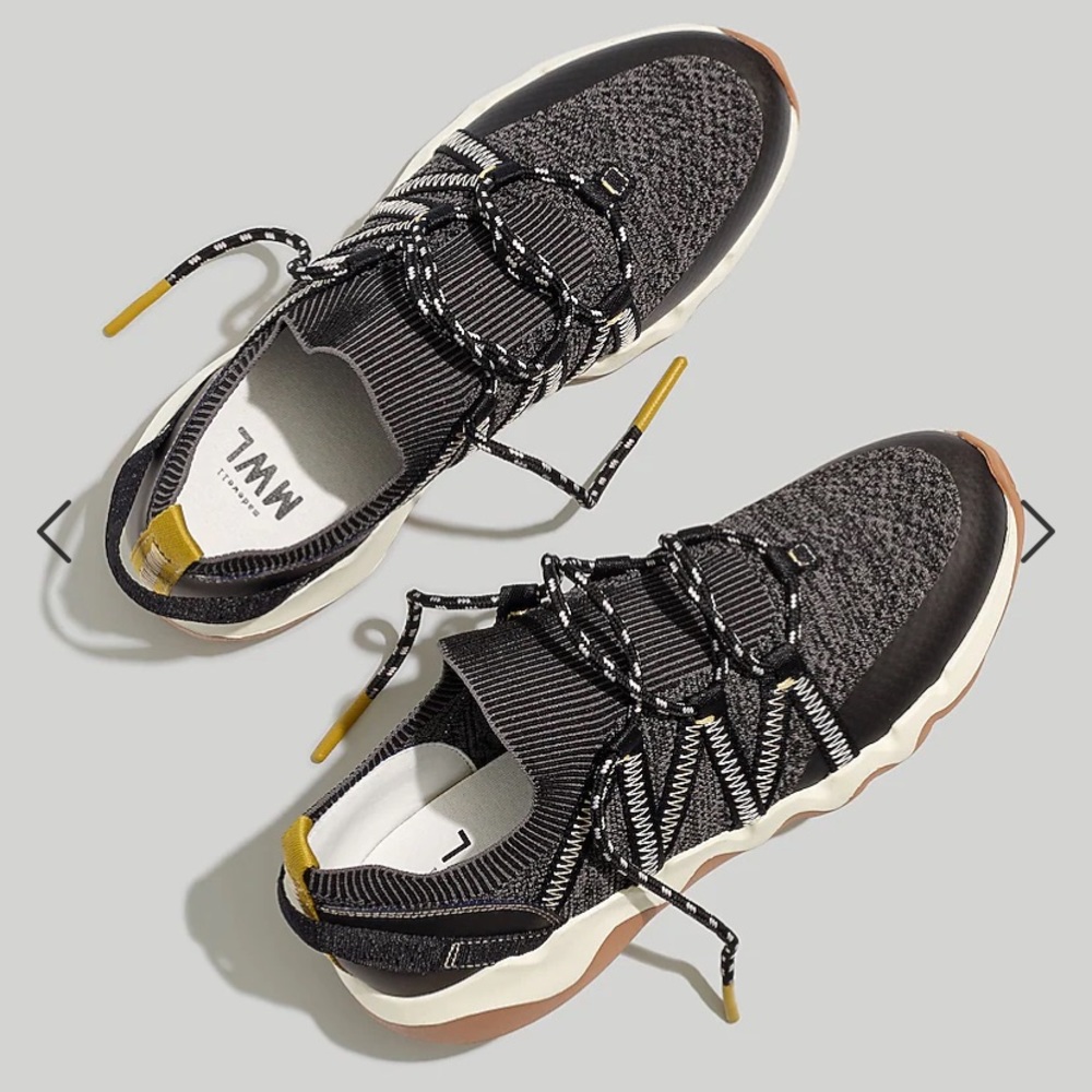New Madewell Field Knit Sneakers Black Granite Multi 6.5